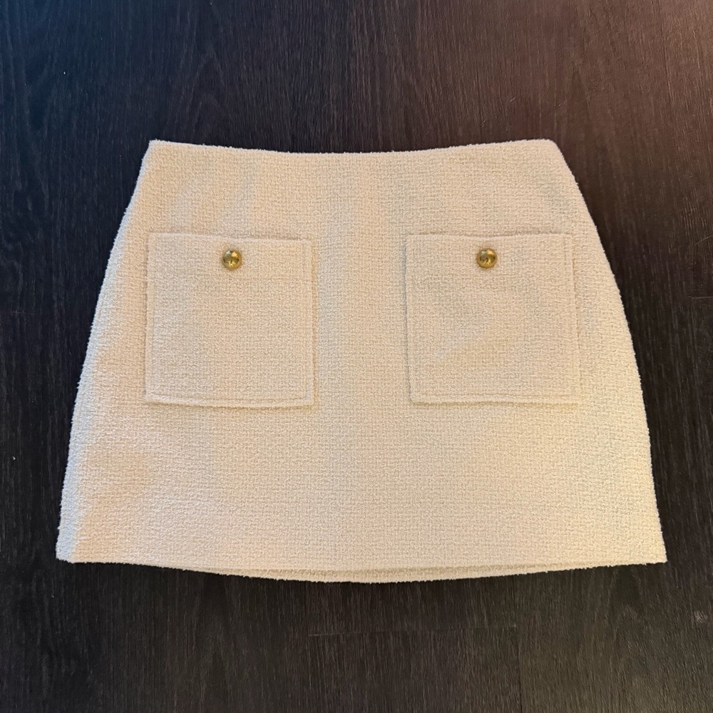Reformation Aurelia low rise tweed skirt - cream